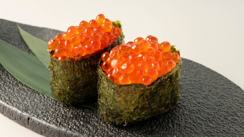 Salmon roe wrapped in seaweed