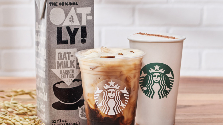 Starbucks coffee drinks and Oatly oat milk