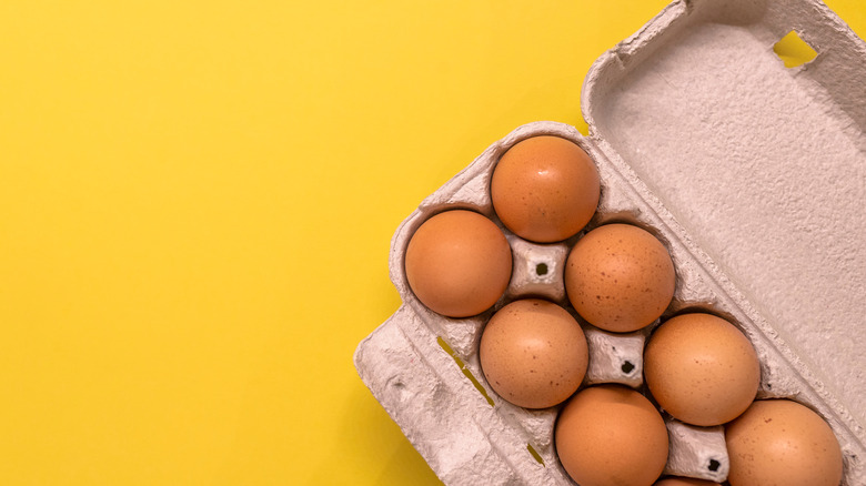 brown eggs in carton