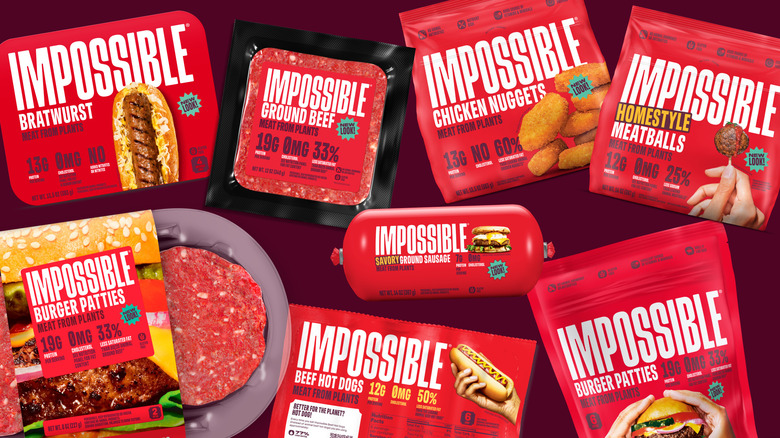 Impossible Foods rebranded red product packaging