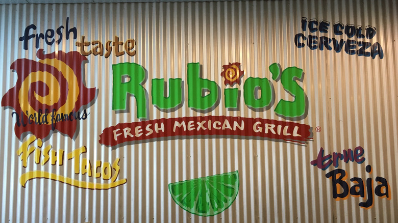 Internal shot of Rubio's with wall art