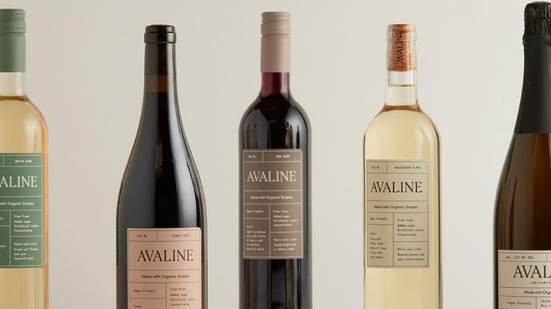 Various bottles of Avaline clean wine