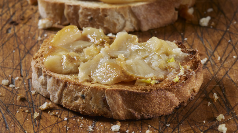 Garlic confit on bread