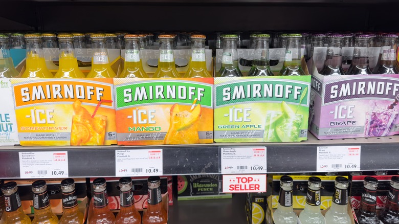 Various flavors of Smirnoff Ice six-packs