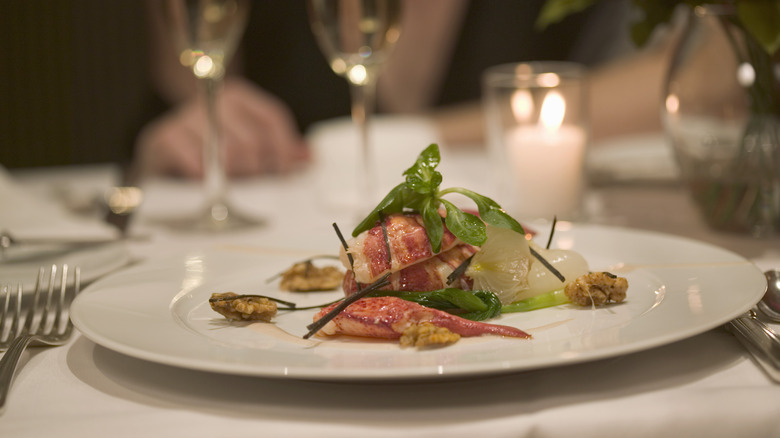 Seafood dish at fancy restaurant