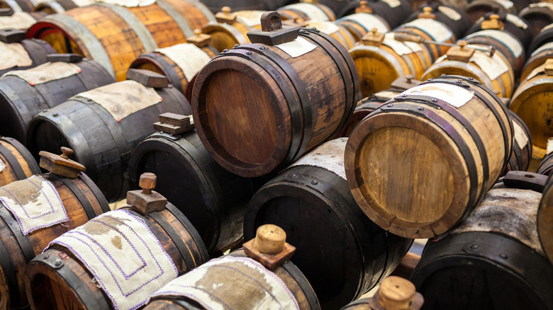 balsamic vinegar aging in wooden barrels
