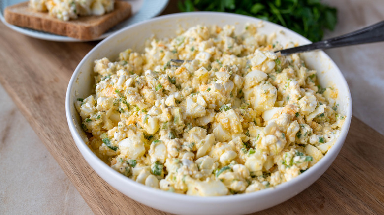 A bowl of egg salad