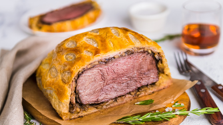 beef Wellington and a gin and tonic