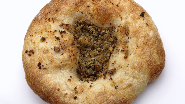 bialy close-up on white background