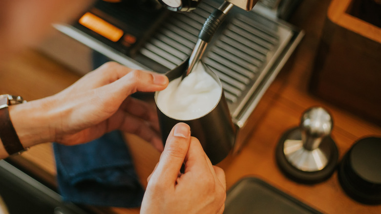 Steaming milk with espresso machine