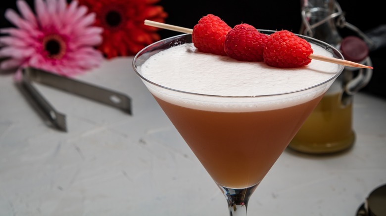 French martini with raspberry garnish