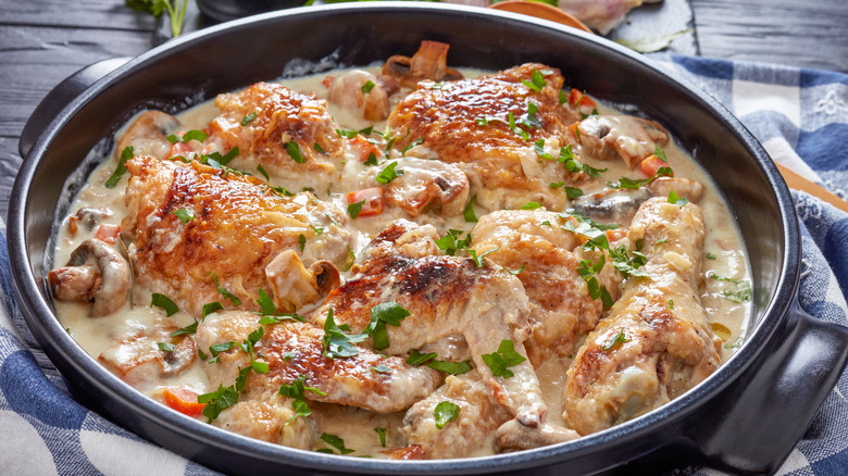 chicken fricassee with fresh herbs