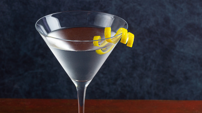 martini with citrus peel