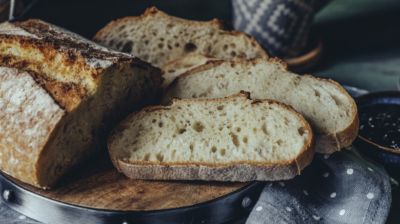 Sourdough bread loaf and slices