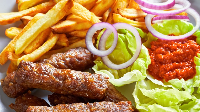 Cevapi sausages with a side of ajvar