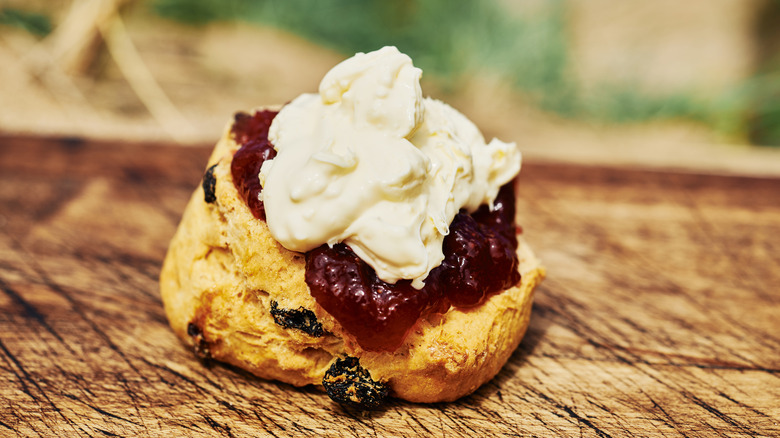 scone with jam and clotted cream