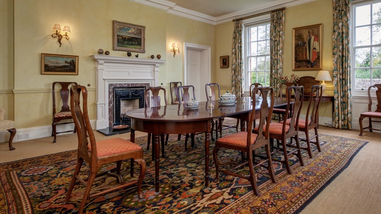 Old-fashioned dining room with wooden table