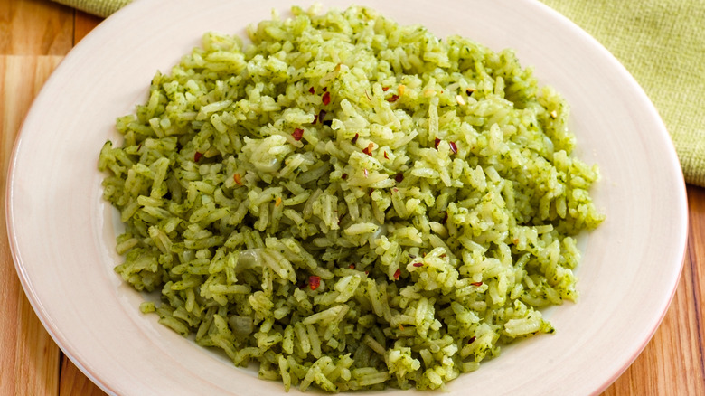 a plate of Mexican green rice