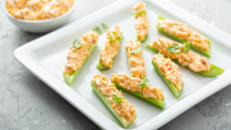 pimento cheese filled celery boats
