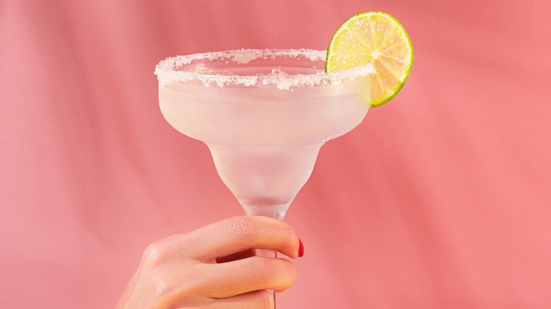 Margarita against pink backdrop