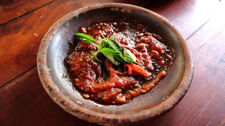 A bowl of sambal oelek