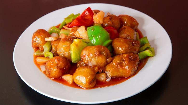Bowl of sweet and sour pork
