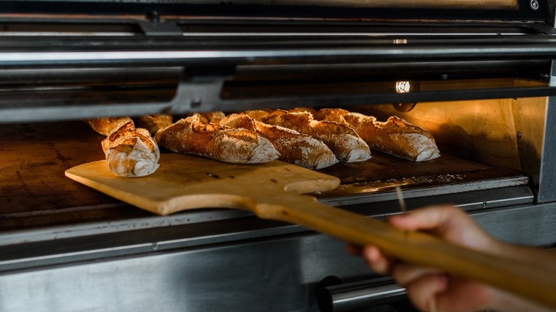 Baking bread in oven