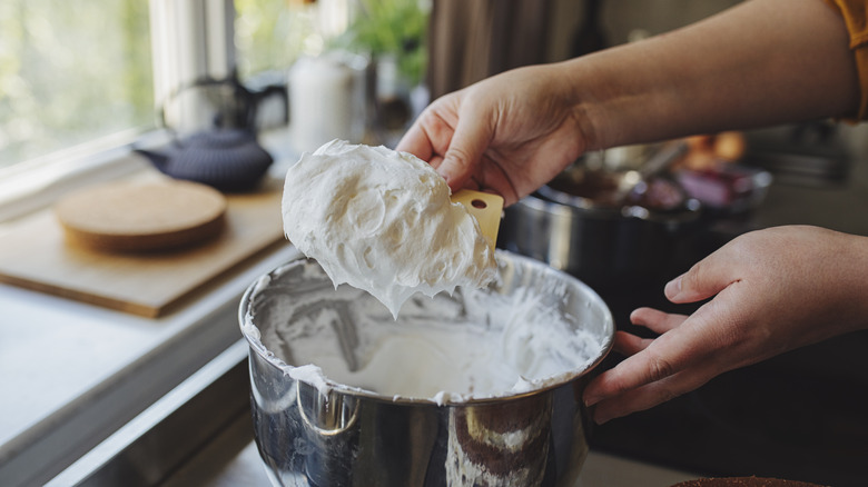 Making whipped cream in home kitchen