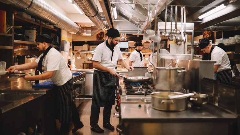 a busy commercial kitchen