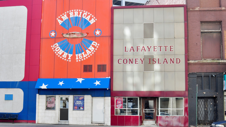 Lafayette and American Coney Island Detroit restaurant storefronts 