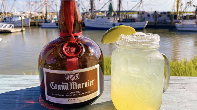 Grand Marnier bottle with a Grand Marnier margherita