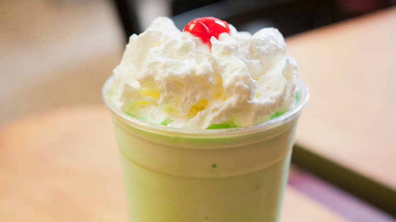 McDonald's Shamrock Shake with whipped cream and a cherry