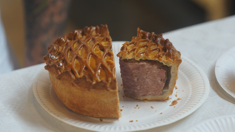 Cold pork pie cut open at the British Pie Awards