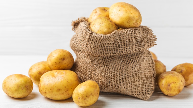 Burlap bag of potatoes