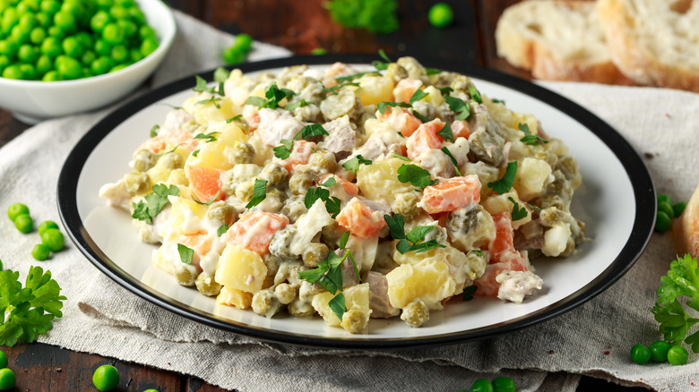 plate of Russian potato salad