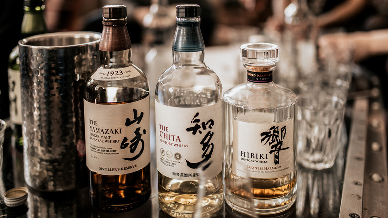 Bottles of Japanese whisky