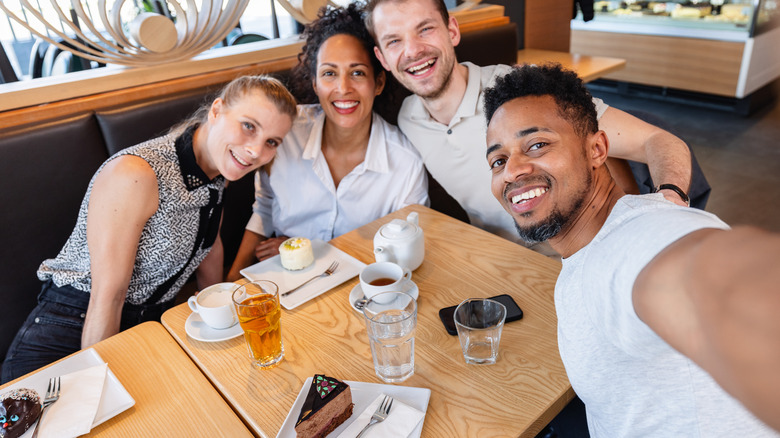 Diners taking selfie