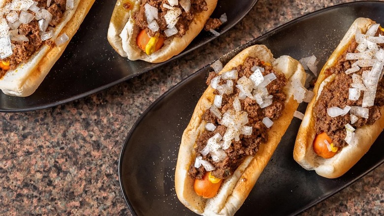 plates of Rhode Island hot wieners