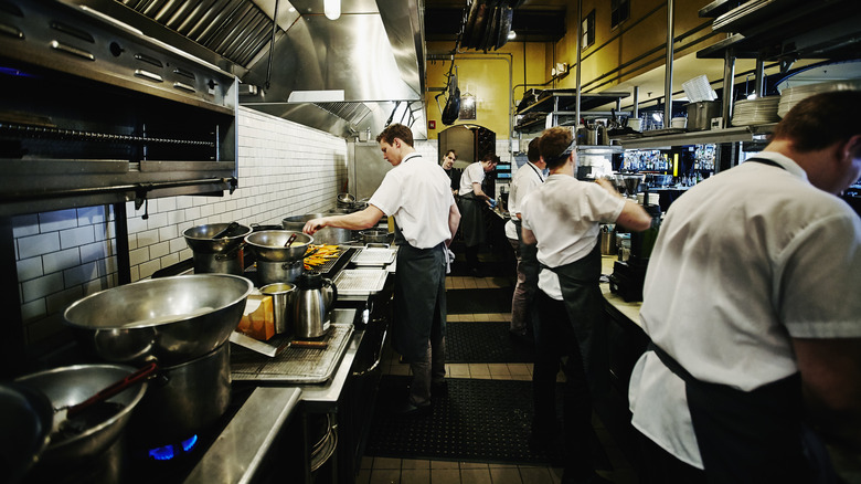 A restaurant kitchen.