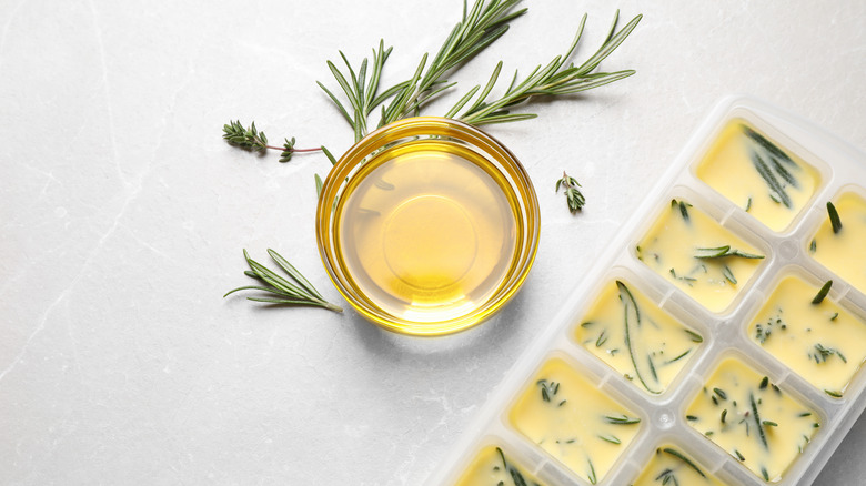 Rosemary olive oil frozen ice cubes
