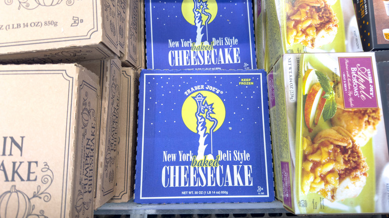 Trader Joe's New York Style cheesecake in the frozen food aisle