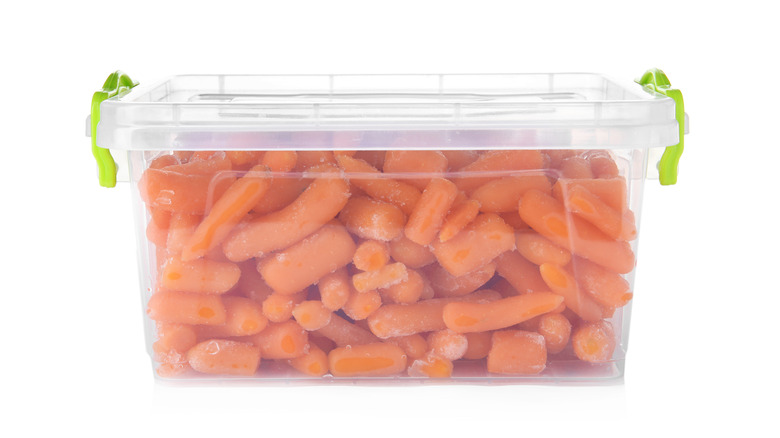 Baby carrots in airtight container