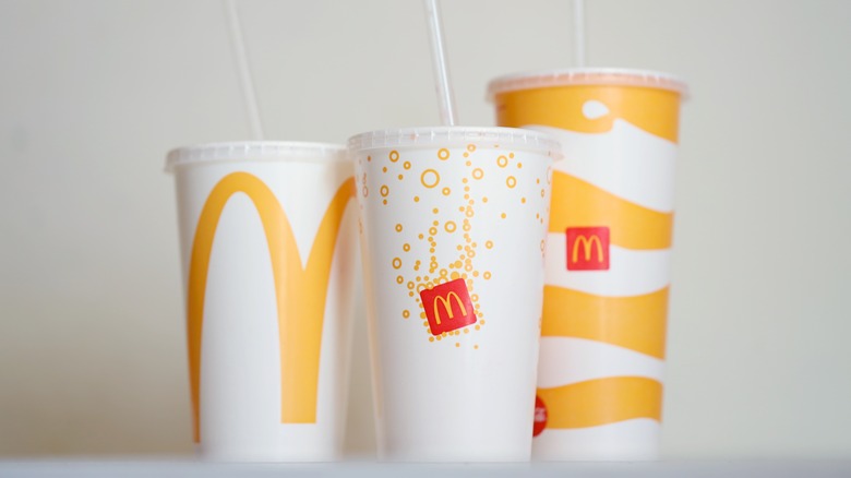 Three McDonald's drink cups