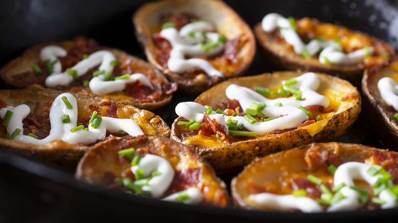 potato skins in a pan