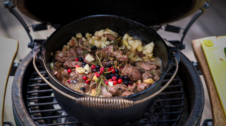 Venison stewed with berries and herbs to remove gaminess