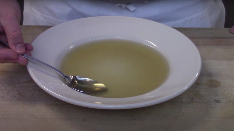 bowl of chicken consommé