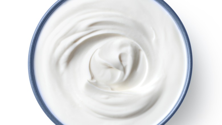ceramic bowl of yogurt