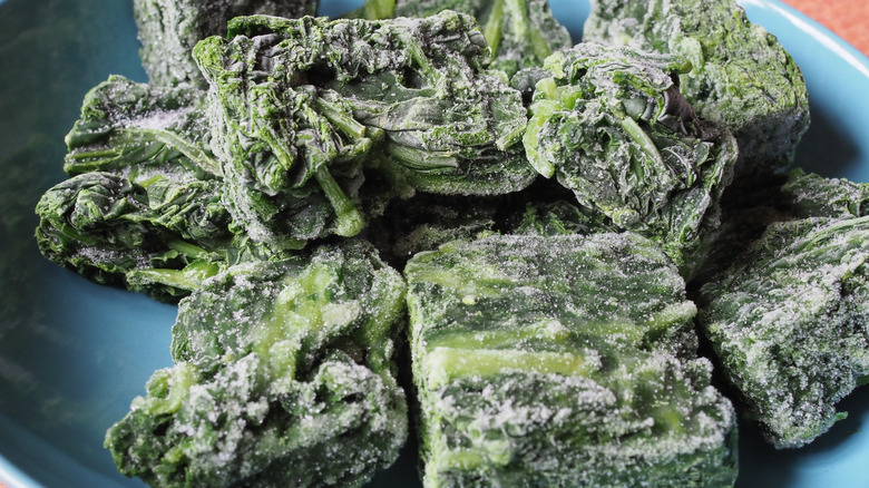 blocks of frozen spinach