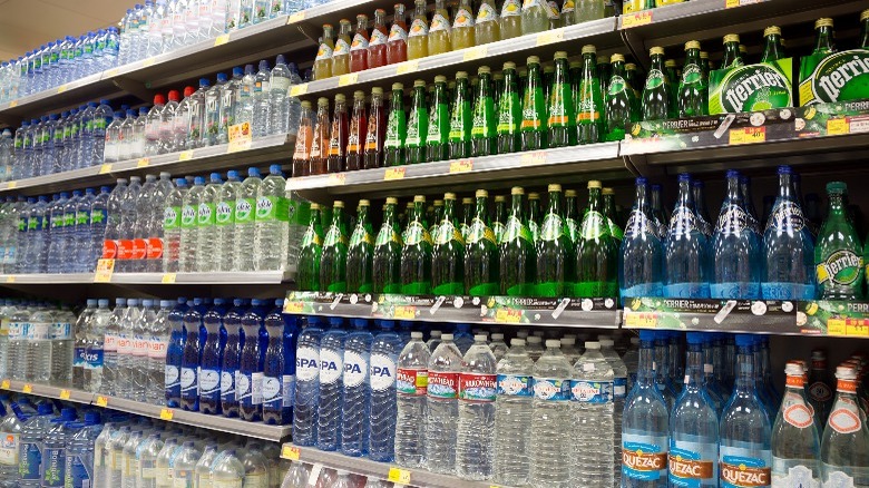 Brands of water at sueprmarket