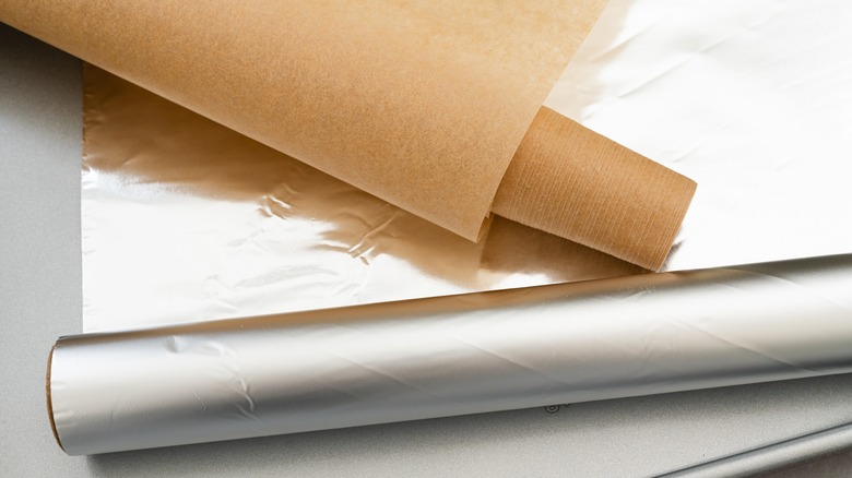 Parchment paper and aluminum foil